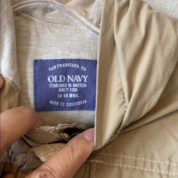 Old Navy khaki windbreaker coat lined jacket preppy mid weight - Picture 4 of 5